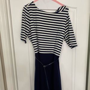 Tommy Hilfiger navy and white dress with belt